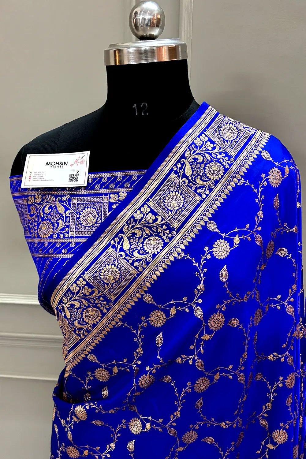 Royal Blue Albeli Jaal Katan Silk Banarasi Saree