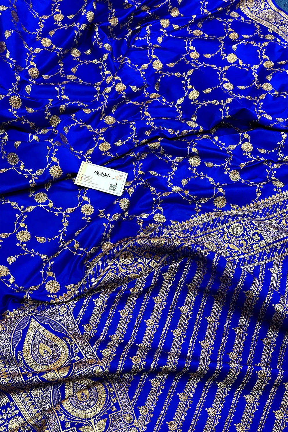 Royal Blue Albeli Jaal Katan Silk Banarasi Saree