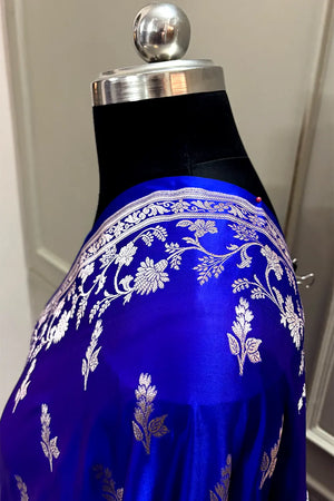 Royal Blue Auda Tejo Katan Silk Banarasi Saree