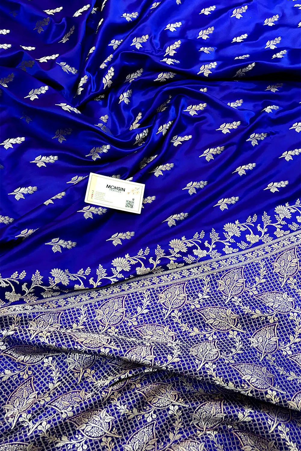 Royal Blue Auda Tejo Katan Silk Banarasi Saree