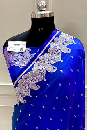 Royal Blue Deepak Buti Katan Silk Banarasi Saree