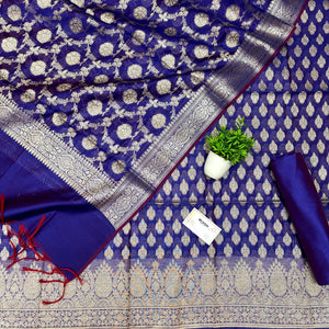 Royal Blue Dracula Buta Banarasi Silk Suit