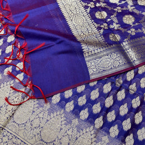 Royal Blue Dracula Buta Banarasi Silk Suit