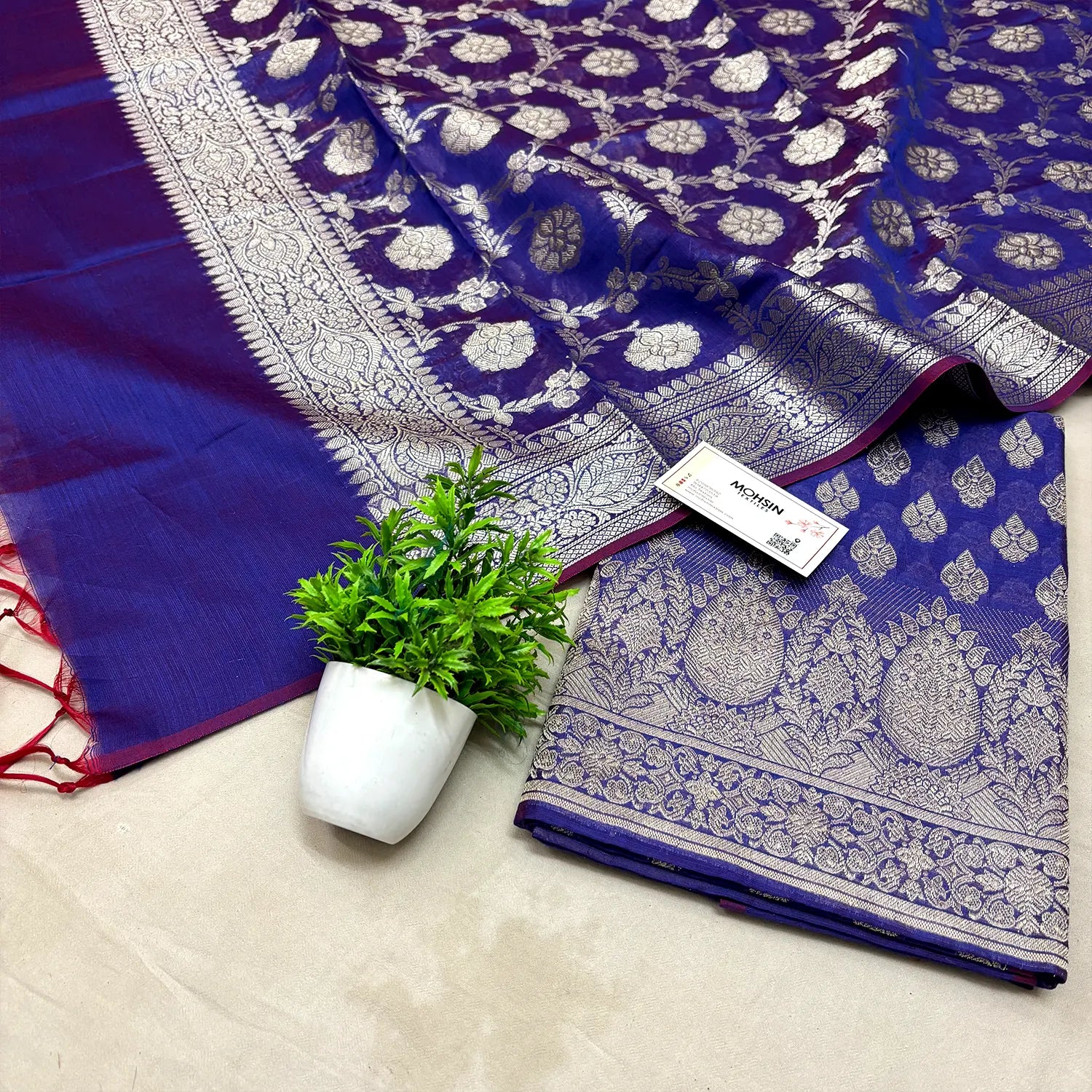 Royal Blue Dracula Buta Banarasi Silk Suit