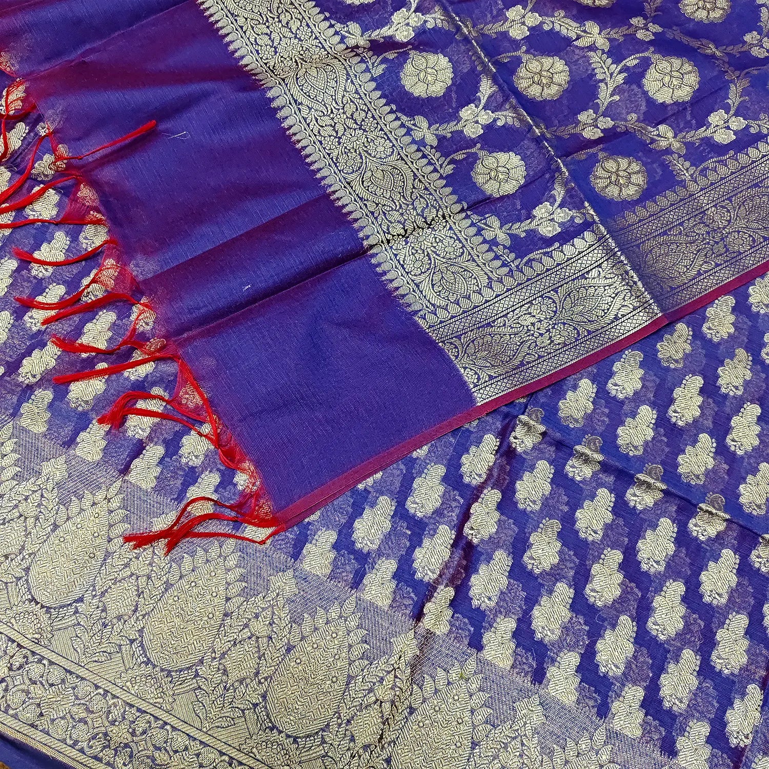 Royal Blue Dracula Paisley Banarasi Silk Suit