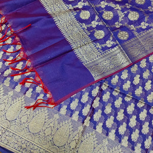 Royal Blue Dracula Paisley Banarasi Silk Suit