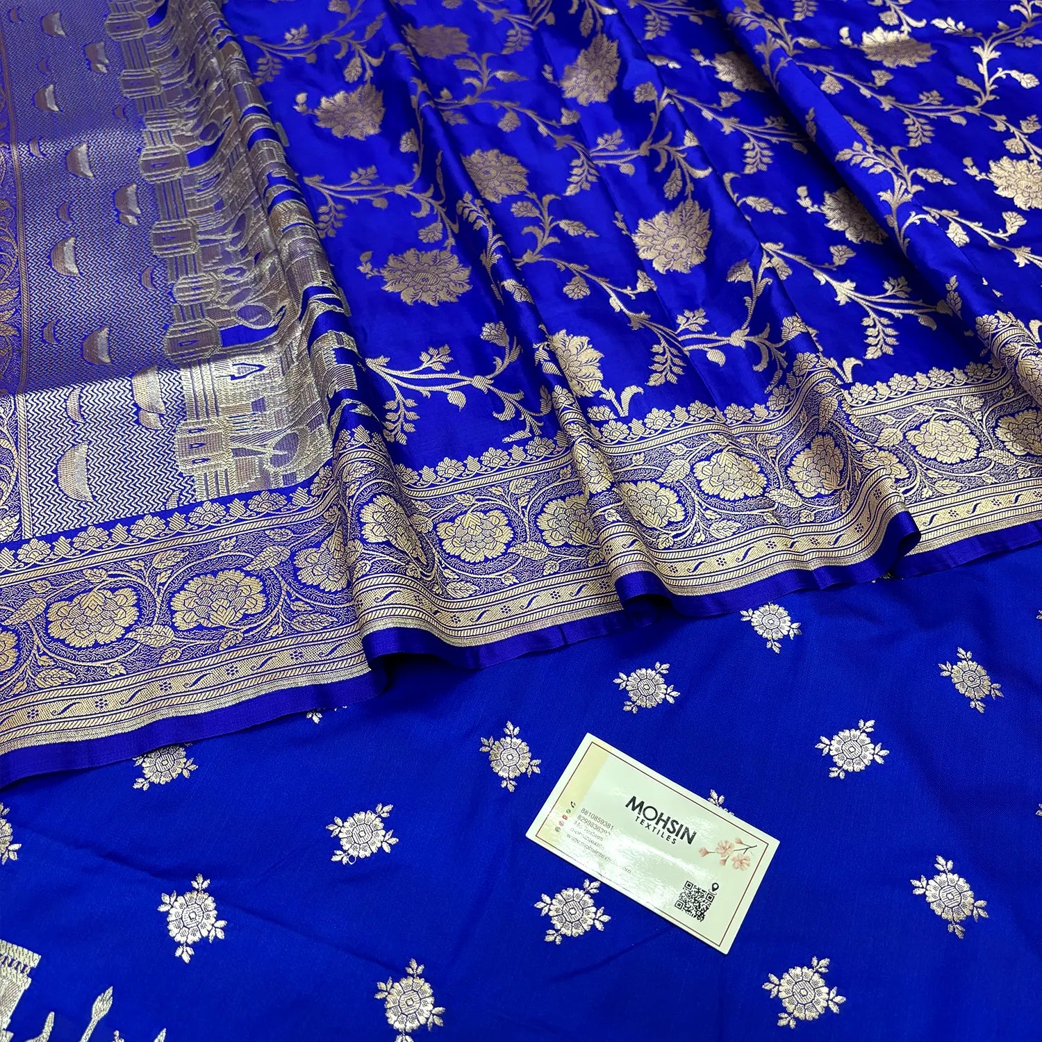 Royal Blue Ganga Ghat Katan Silk Banarasi Suit