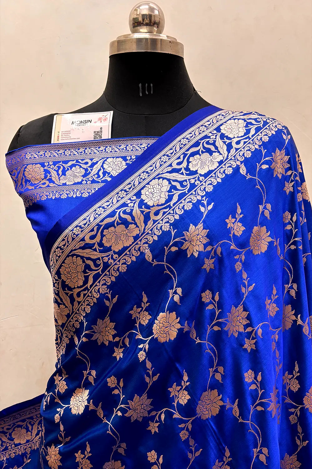 Royal Blue Kesari Jaal Katan Silk Banarasi Saree