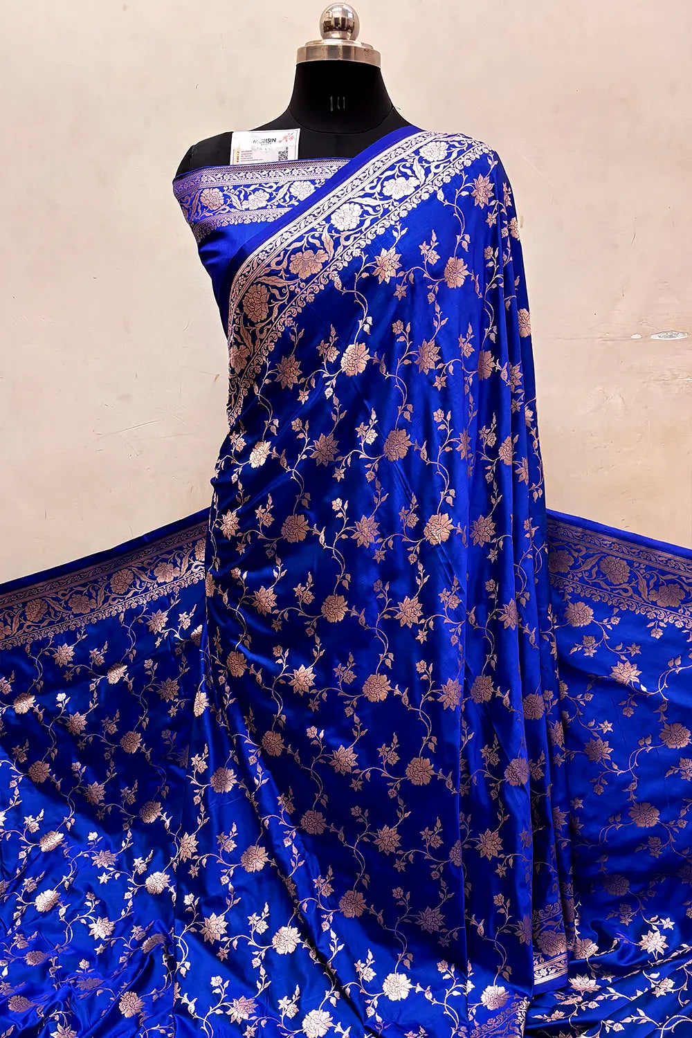 Royal Blue Kesari Jaal Katan Silk Banarasi Saree