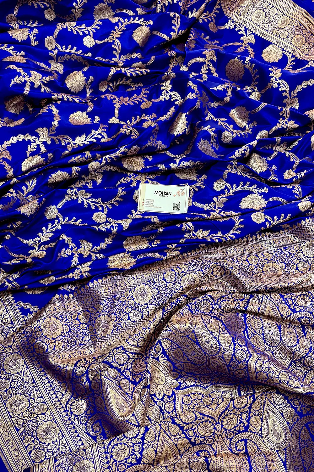 Royal Blue Laabela Jaal Katan Silk Banarasi Saree