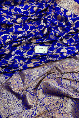 Royal Blue Laabela Jaal Katan Silk Banarasi Saree