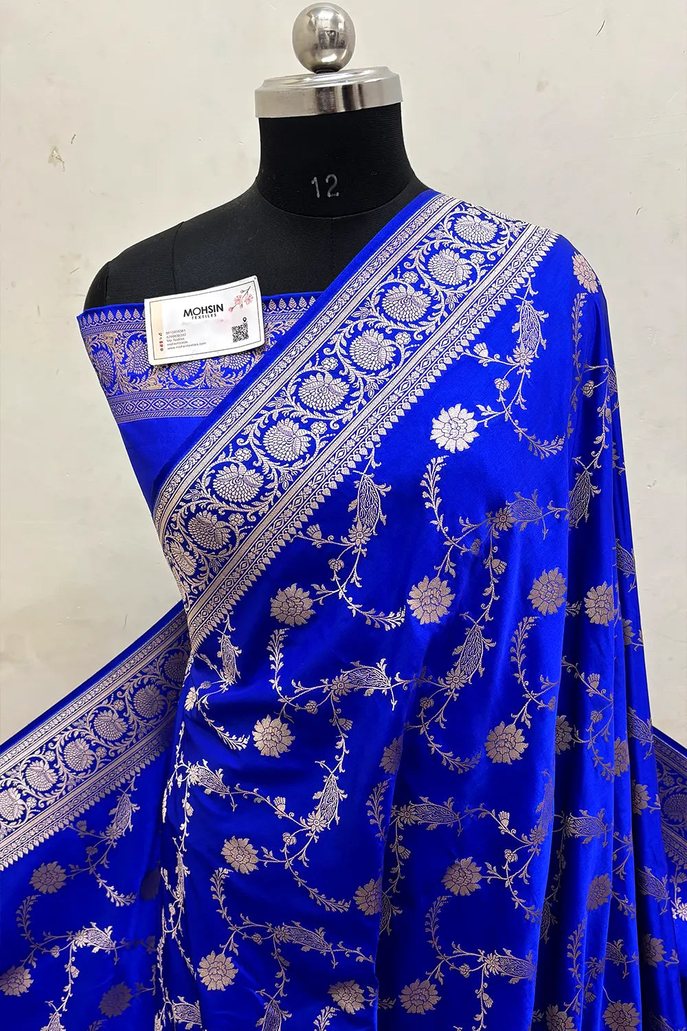 Royal Blue Makra Jaal Katan Silk Banarasi Saree