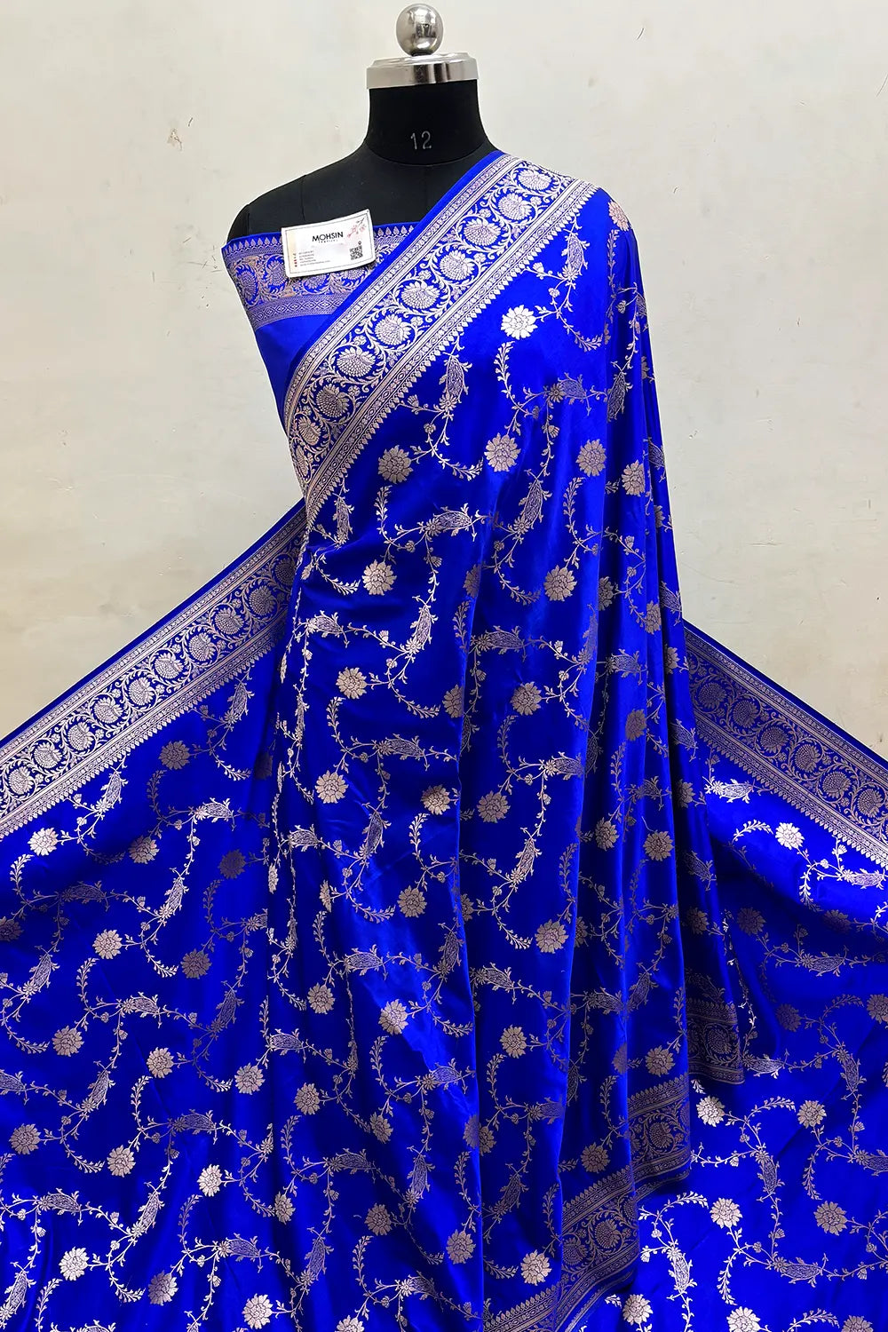 Royal Blue Makra Jaal Katan Silk Banarasi Saree