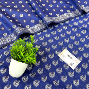 Royal Blue Mogambo Buti Cotton Silk Banarasi Suit