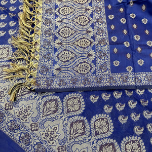 Royal Blue Mogambo Buti Cotton Silk Banarasi Suit