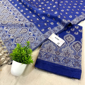 Royal Blue Mogambo Buti Cotton Silk Banarasi Suit