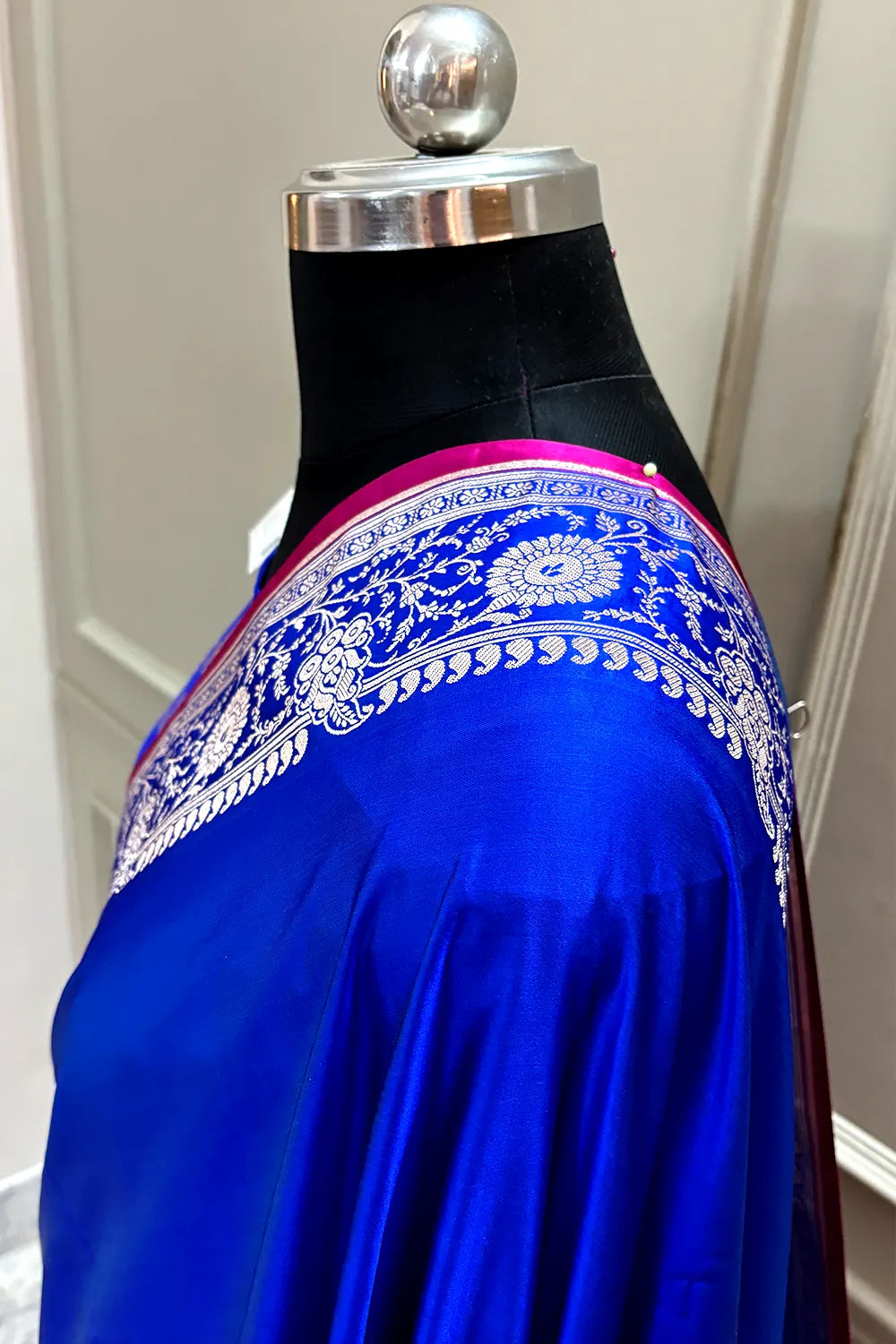 Royal Blue Plain Katan Silk Banarasi Saree