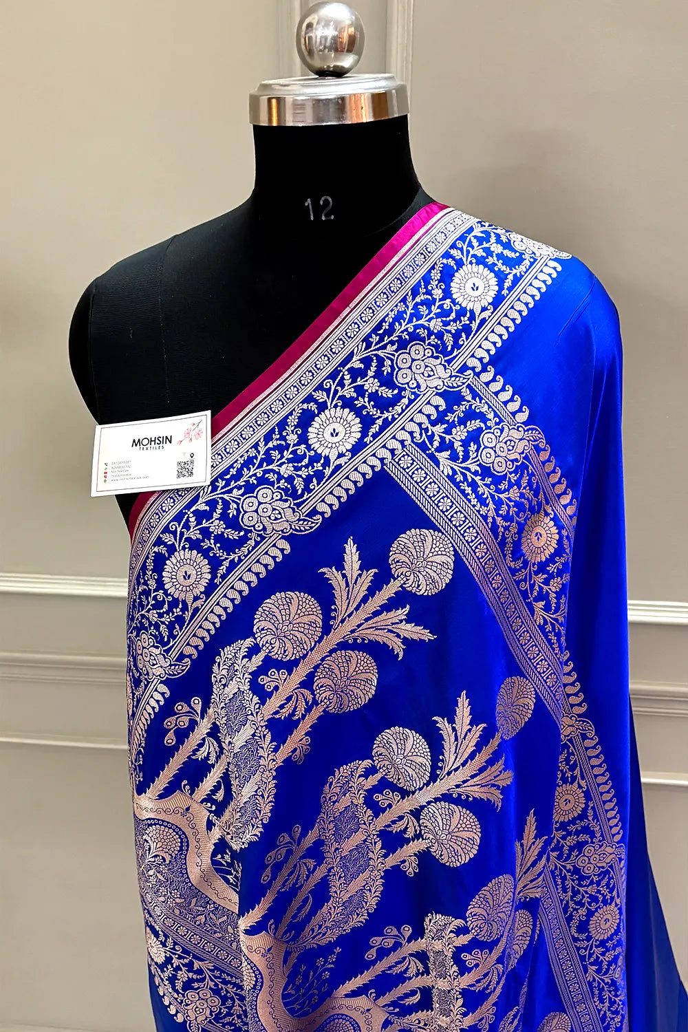 Royal Blue Plain Katan Silk Banarasi Saree