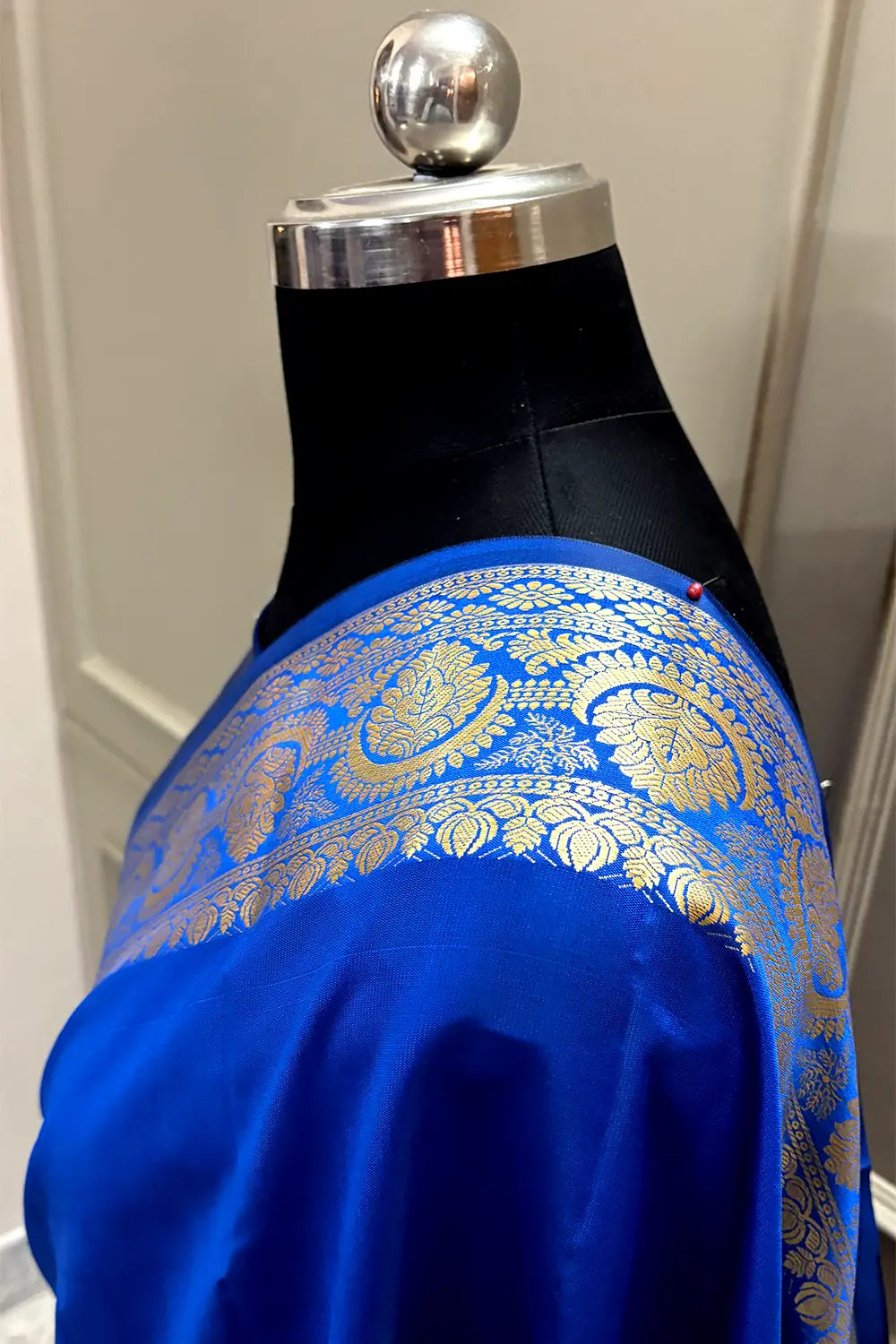 Royal Blue Plain Semi Katan Silk Banarasi Saree