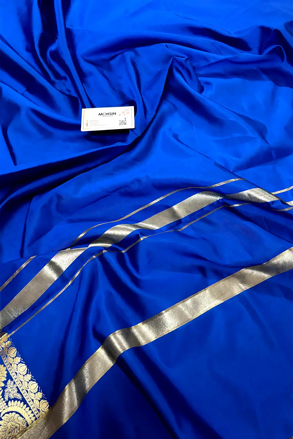 Royal Blue Plain Semi Katan Silk Banarasi Saree