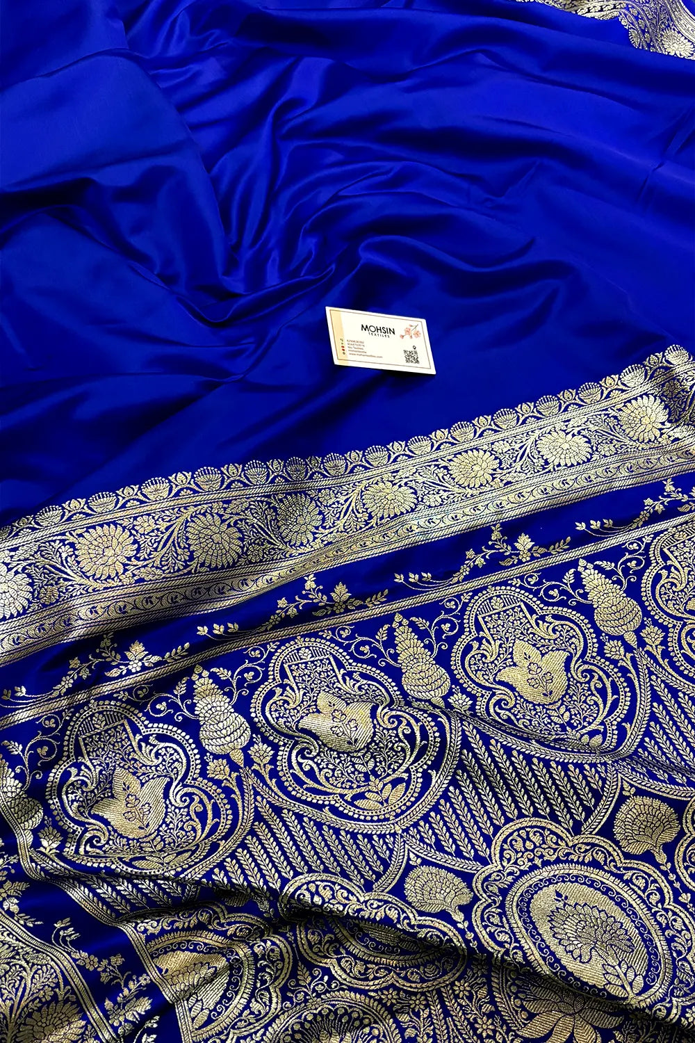 Royal Blue Plain Zari Katan Silk Banarasi Saree
