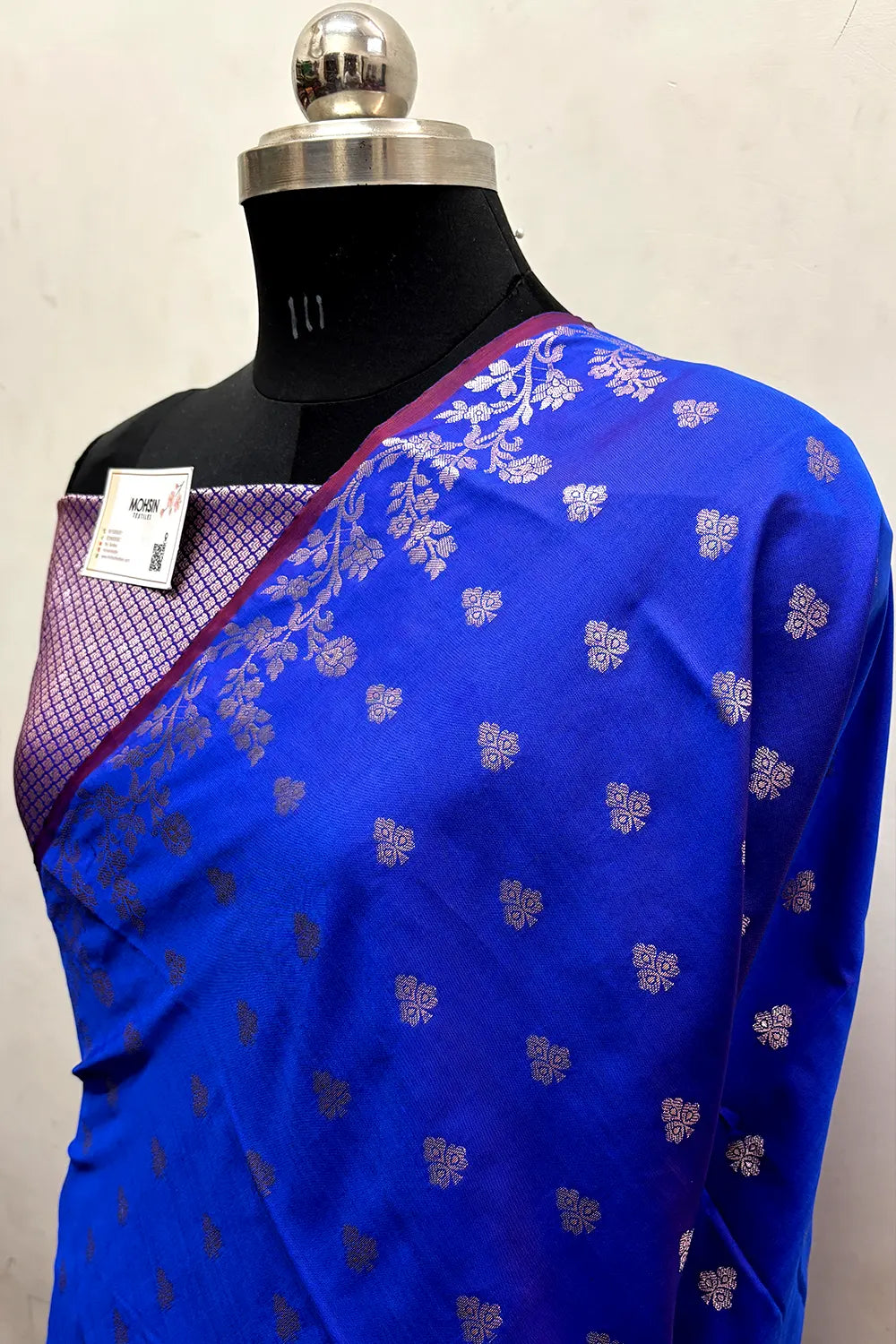Royal Blue Semi Katan Silk Banarasi Saree