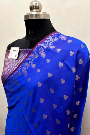 Royal Blue Semi Katan Silk Banarasi Saree