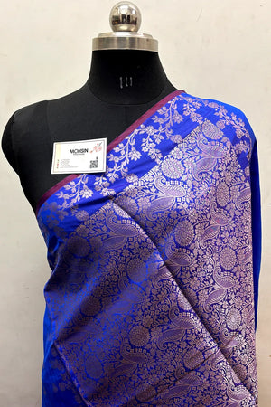 Royal Blue Semi Katan Silk Banarasi Saree