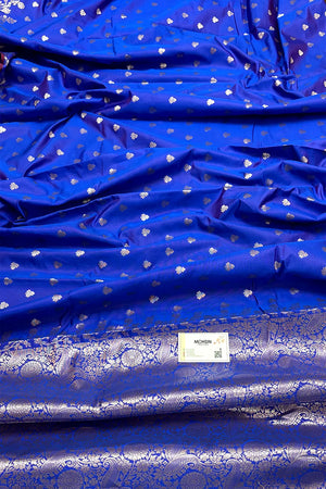 Royal Blue Semi Katan Silk Banarasi Saree