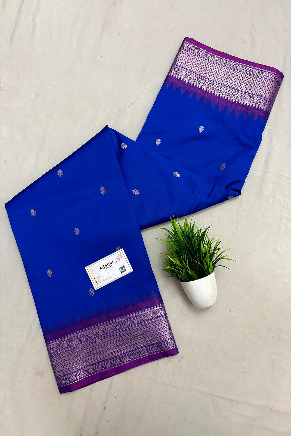 Royal Blue Semi Katan Silk Banarasi Saree