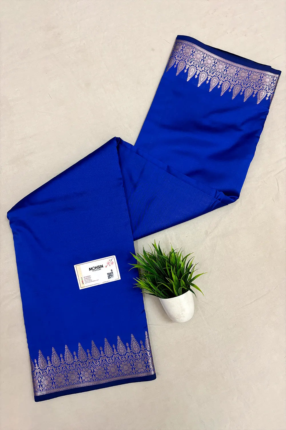 Royal Blue Semi Katan Silk Banarasi Saree
