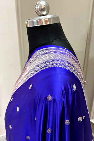 Royal Blue Wazir Buti Katan Silk Banarasi Saree