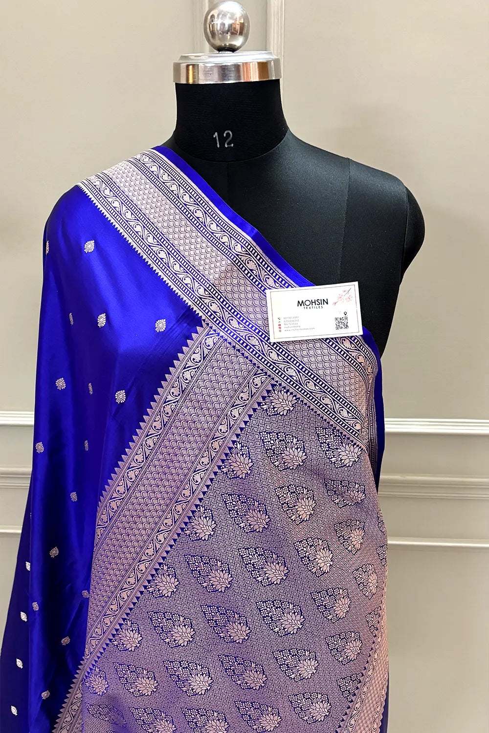 Royal Blue Wazir Buti Katan Silk Banarasi Saree