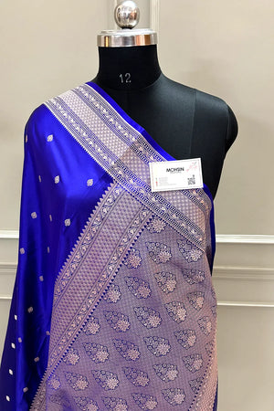 Royal Blue Wazir Buti Katan Silk Banarasi Saree
