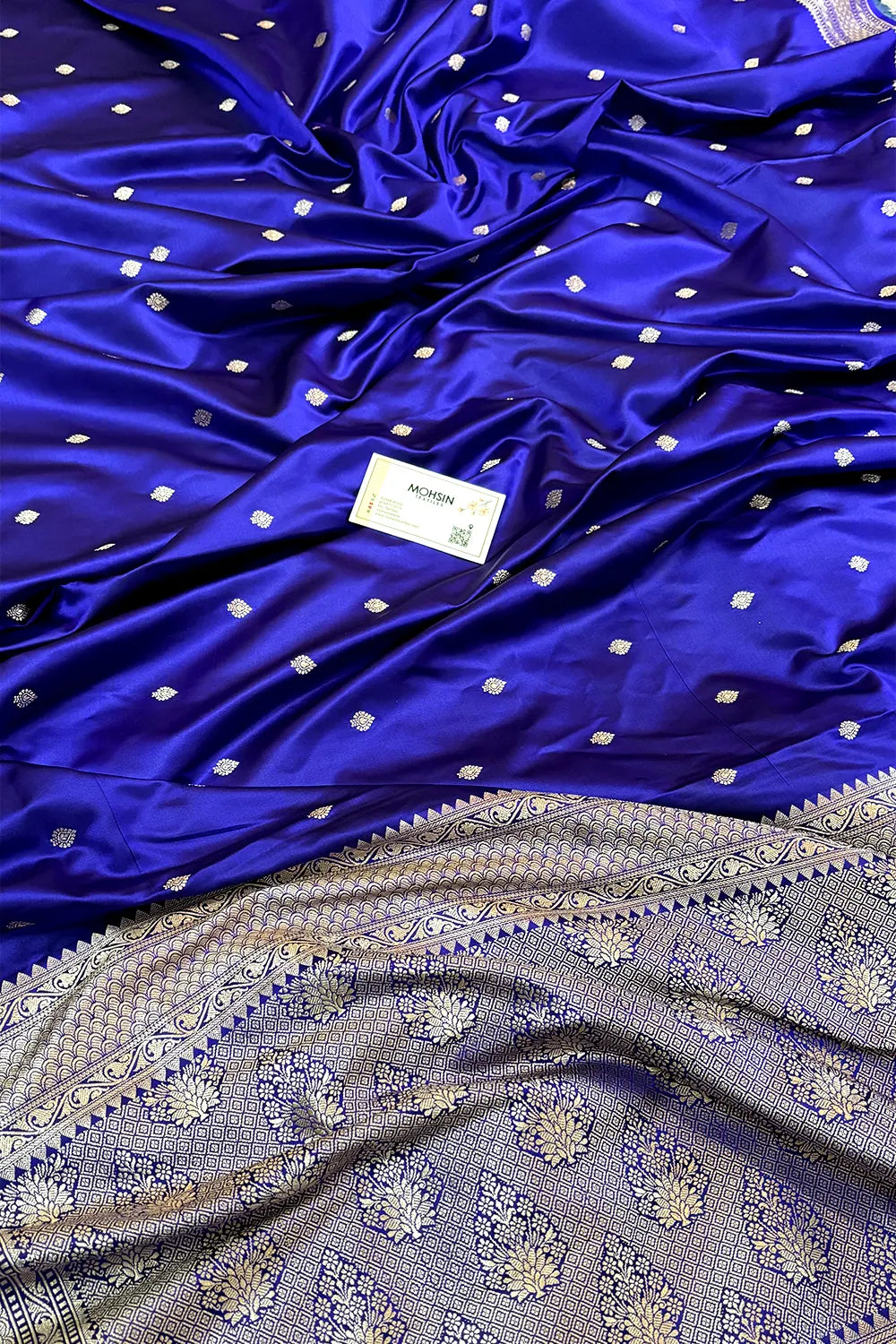 Royal Blue Wazir Buti Katan Silk Banarasi Saree