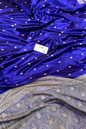 Royal Blue Wazir Buti Katan Silk Banarasi Saree