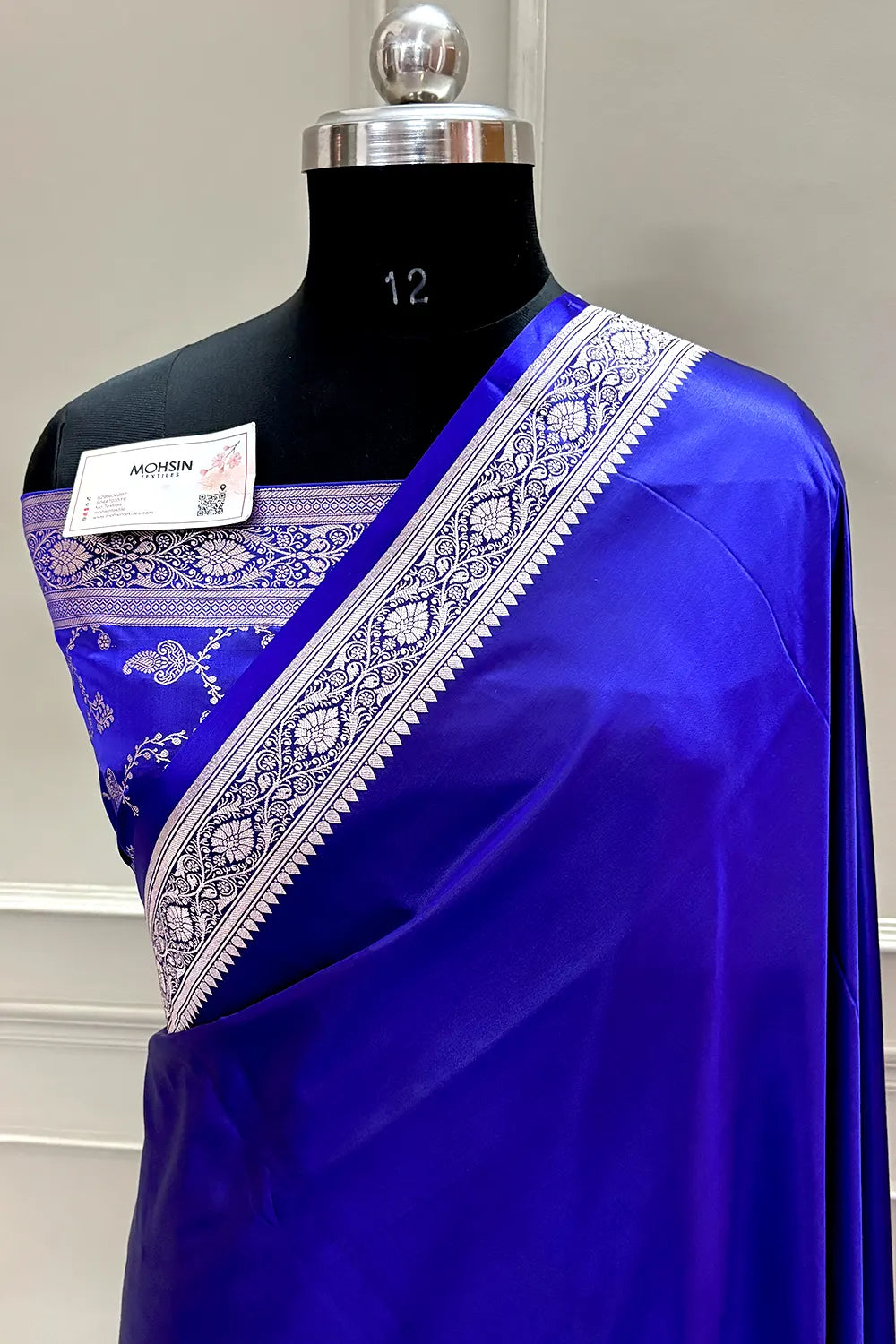 Royal Blue Zari Border Katan Silk Banarasi Saree