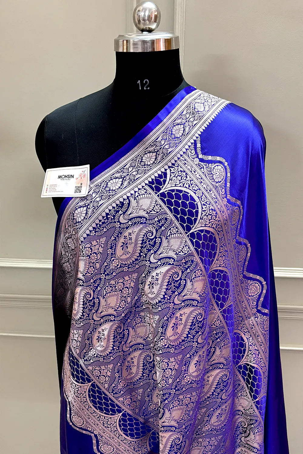 Royal Blue Zari Border Katan Silk Banarasi Saree