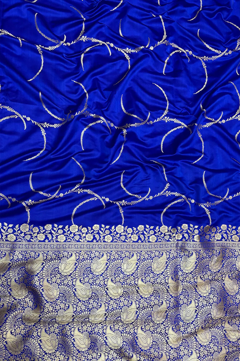 Royal Blue Zari Katan Mashru Silk Banarasi Saree