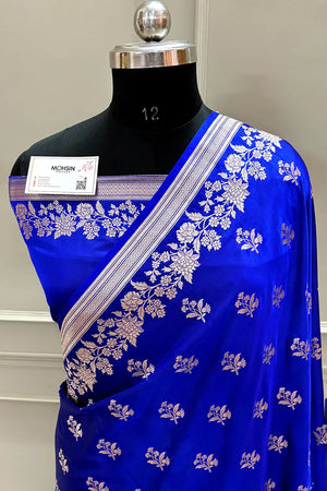 Royal Blue Zari Katan Silk Banarasi Saree