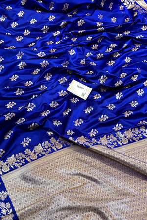 Royal Blue Zari Katan Silk Banarasi Saree