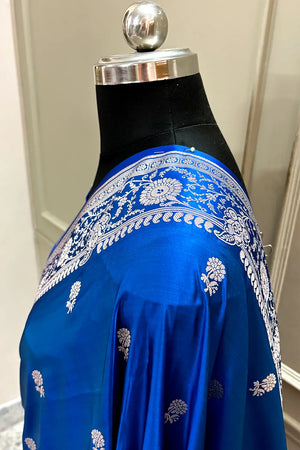 Royal Blue Zari Katan Silk Banarasi Saree