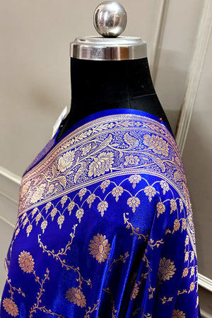 Royal Blue Zari Katan Silk Banarasi Saree