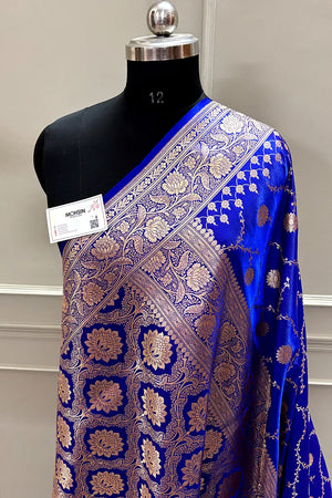 Royal Blue Zari Katan Silk Banarasi Saree
