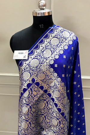 Royal Blue Zari Katan Silk Banarasi Saree