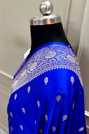 Royal Blue Zari Katan Silk Banarasi Saree