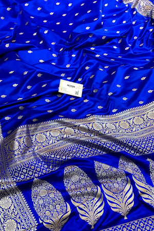 Royal Blue Zari Katan Silk Banarasi Saree