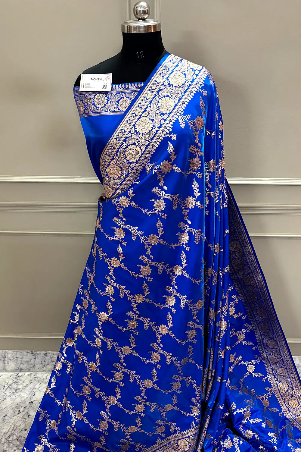 Royal Blue Zari Katan Satin Silk Banarasi Saree