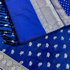 Royal Blue Zari Katan Silk Banarasi Suit