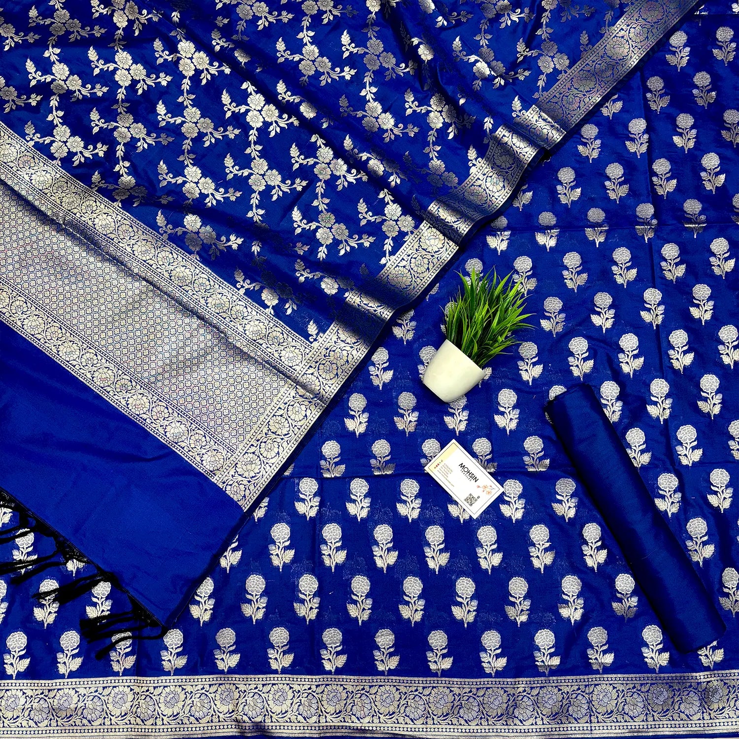 Royal Blue Zari Katan Silk Banarasi Suit